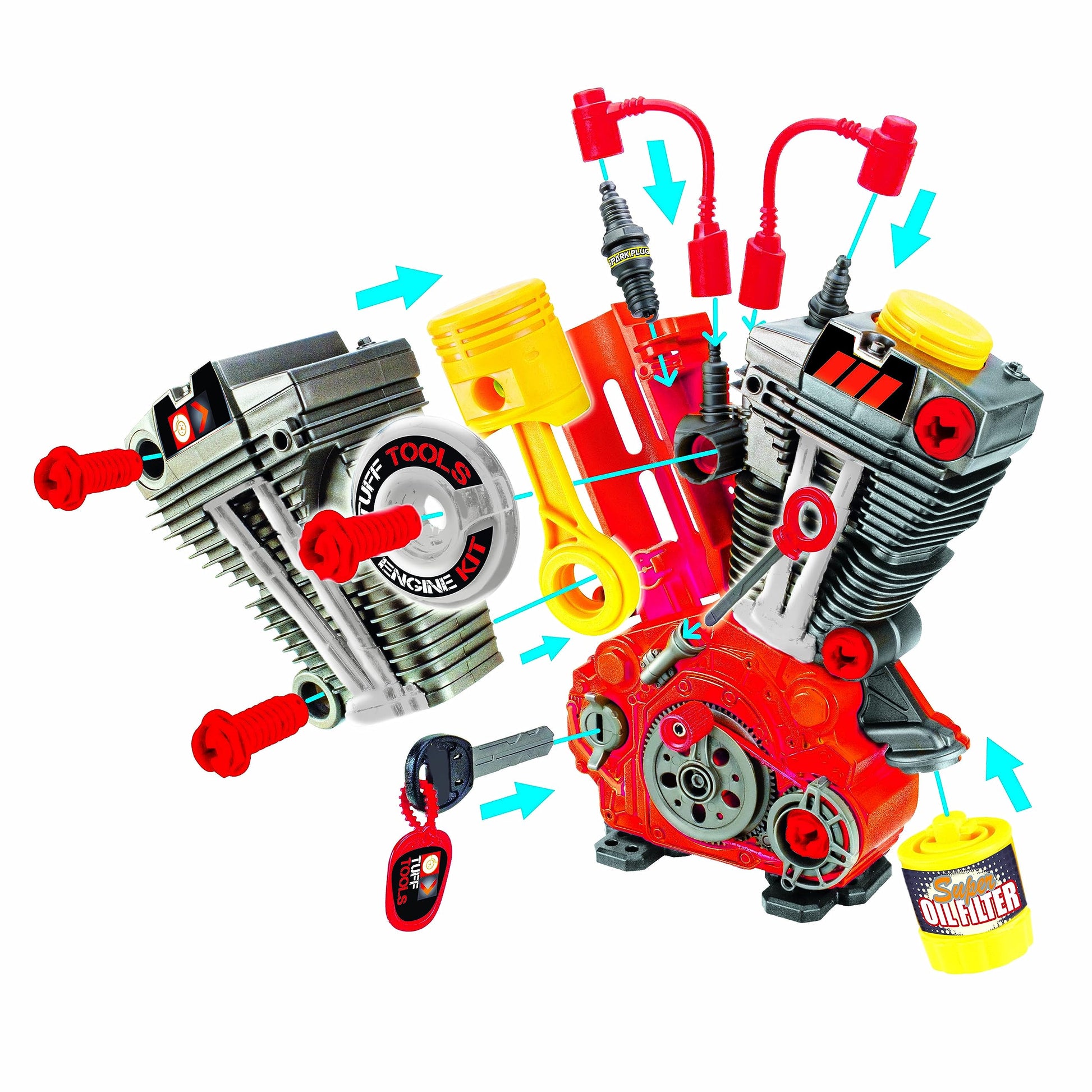 Lanard Tuff Tools: Engine Overhaul - 25 pc Playset - CarsBling - Best Car Gifts & Accessories