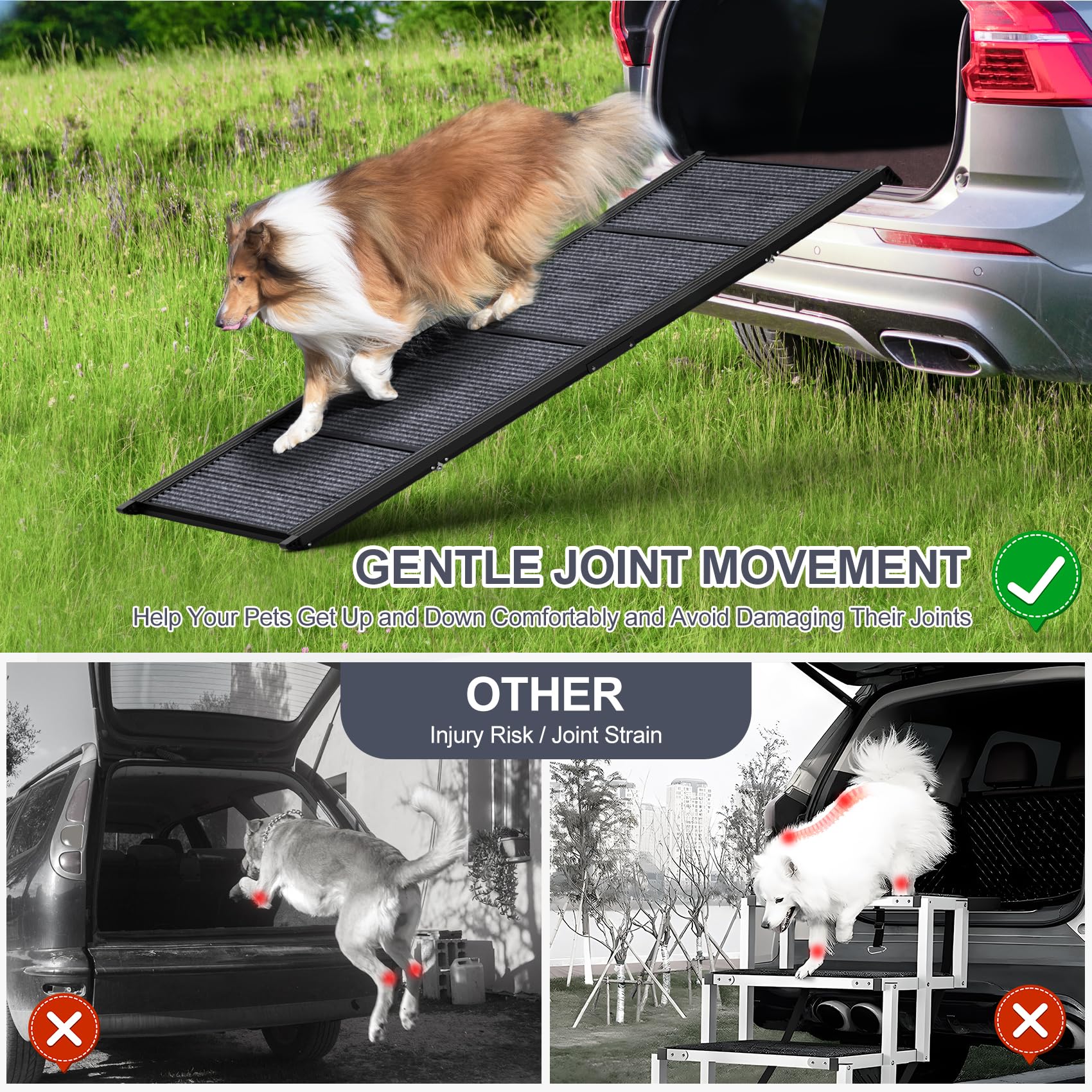 Folding Portable Dog Ramp for Car, 63" Long & 17" Wide - CarsBling - Best Car Gifts & Accessories