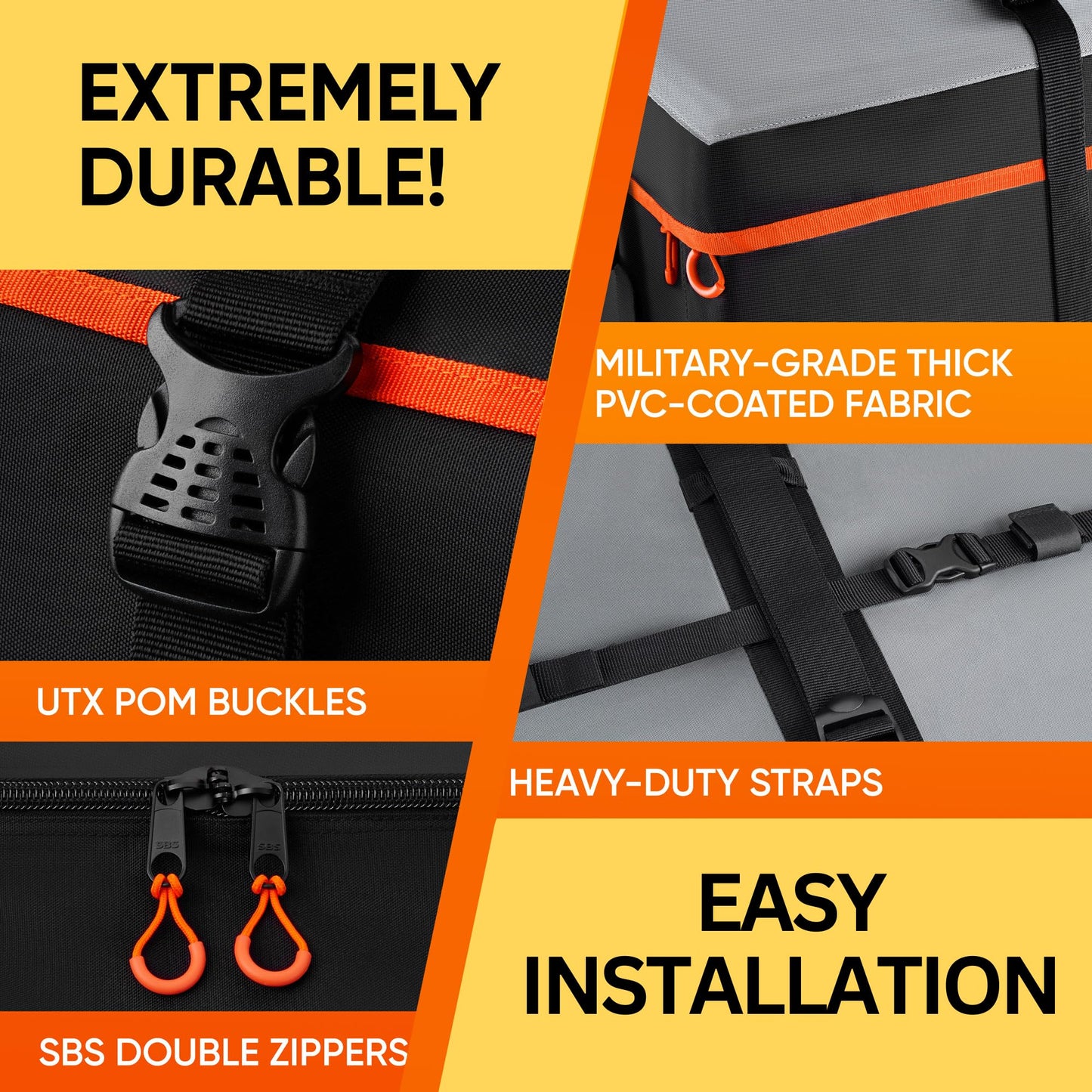 Military-Grade Waterproof Roof Bag, XXL 23 Cubic Feet - CarsBling - Best Car Gifts & Accessories