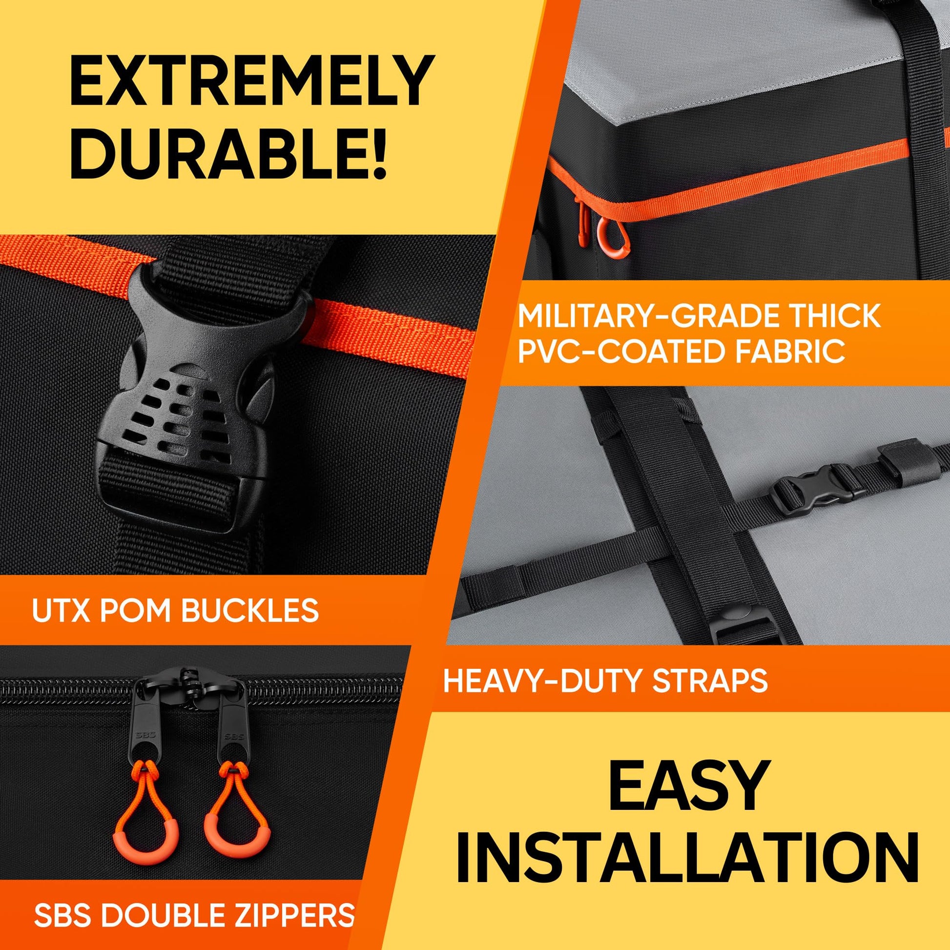 Military-Grade Waterproof Roof Bag, XXL 23 Cubic Feet - CarsBling - Best Car Gifts & Accessories