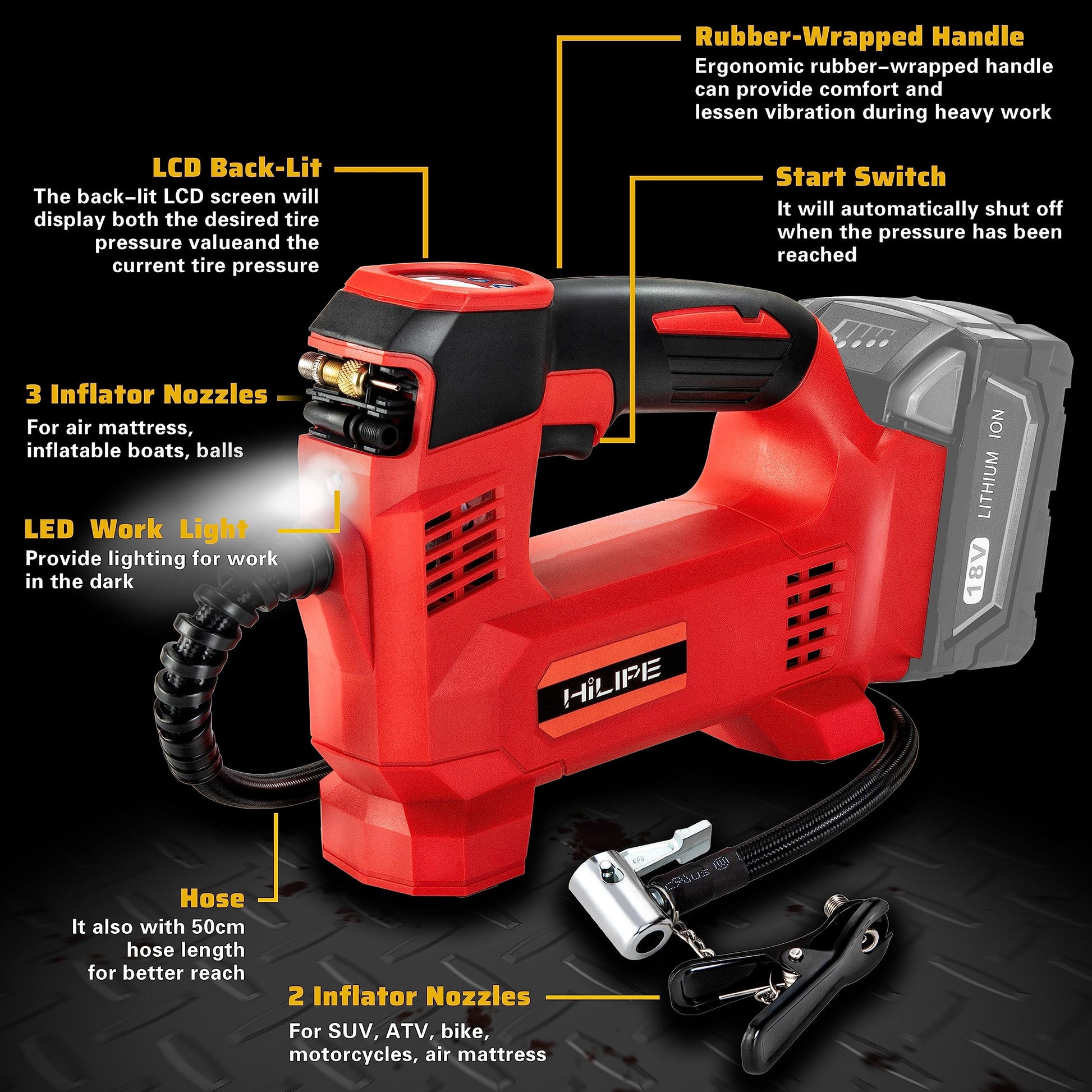 Cordless Tire Inflator Portable Air Compressor - CarsBling - Best Car Gifts & Accessories