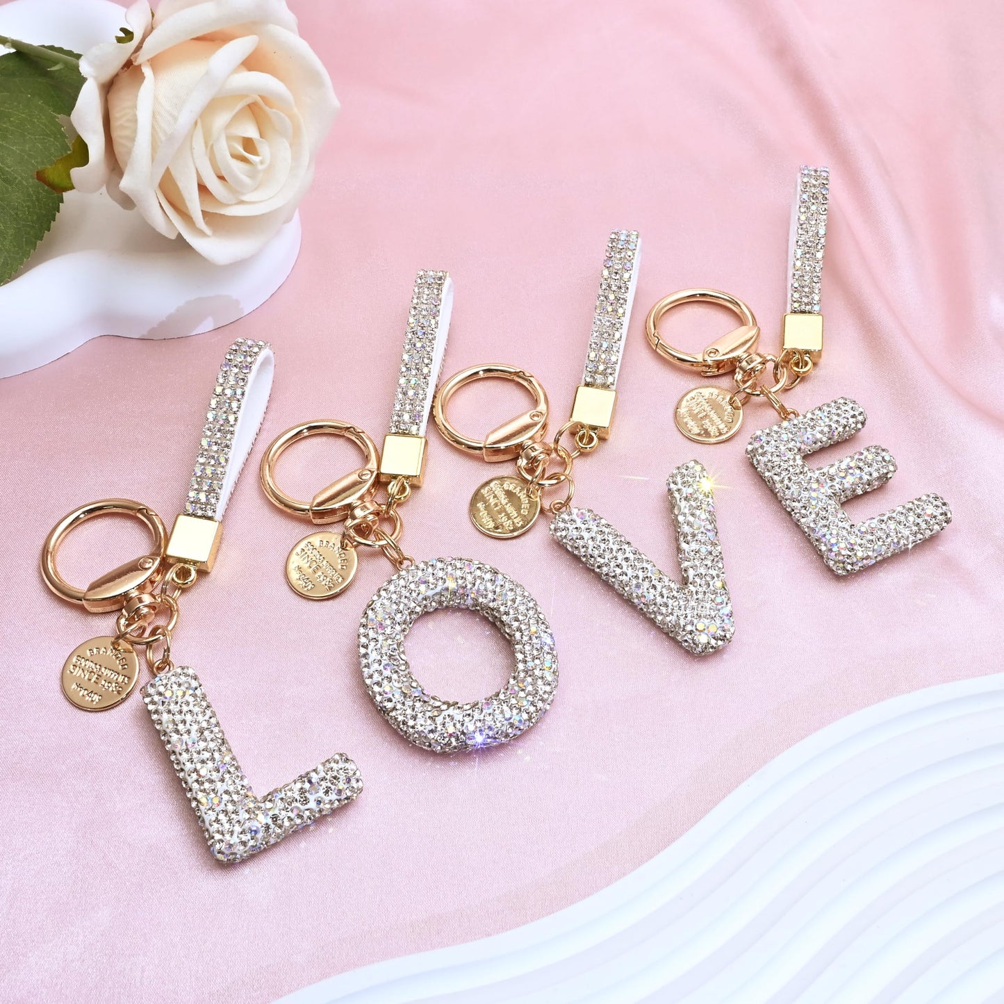 Sparkling Initial Keychain Charm