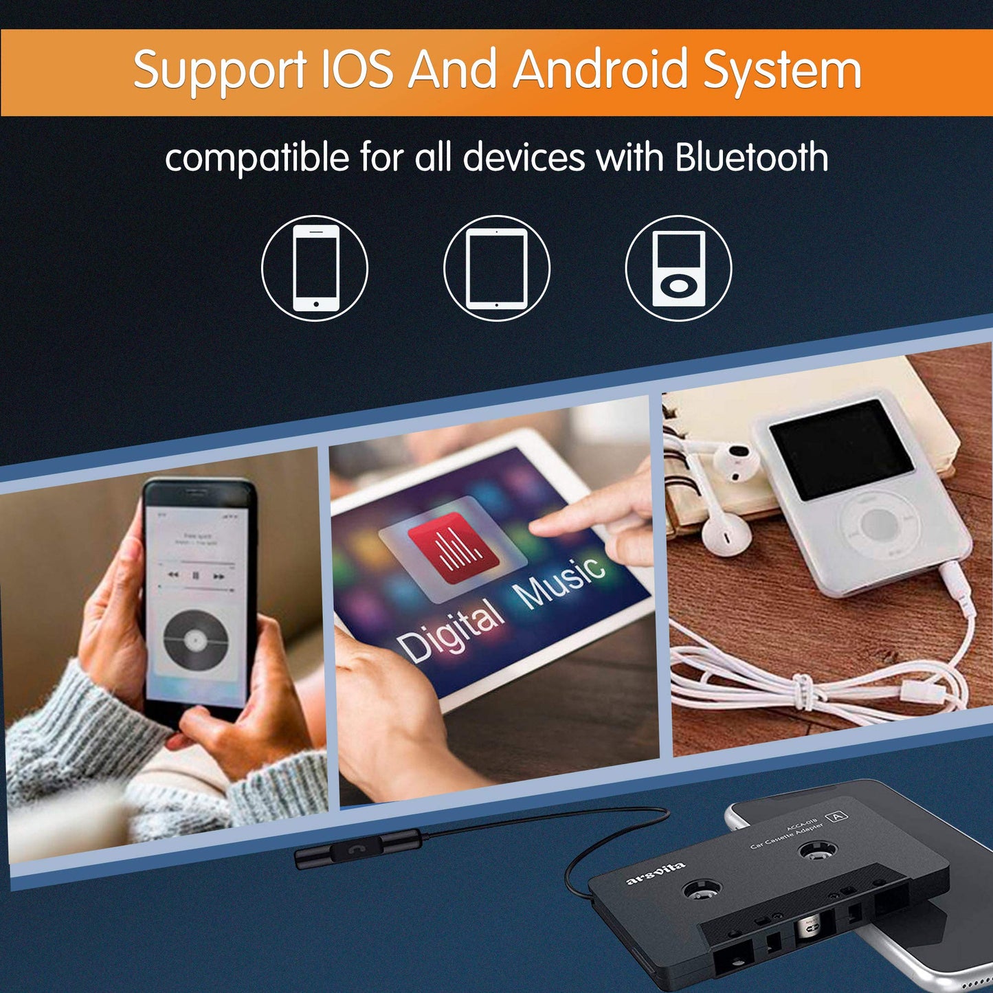 Bluetooth Cassette Receiver, Tape Player Adapter - CarsBling - Best Car Gifts & Accessories