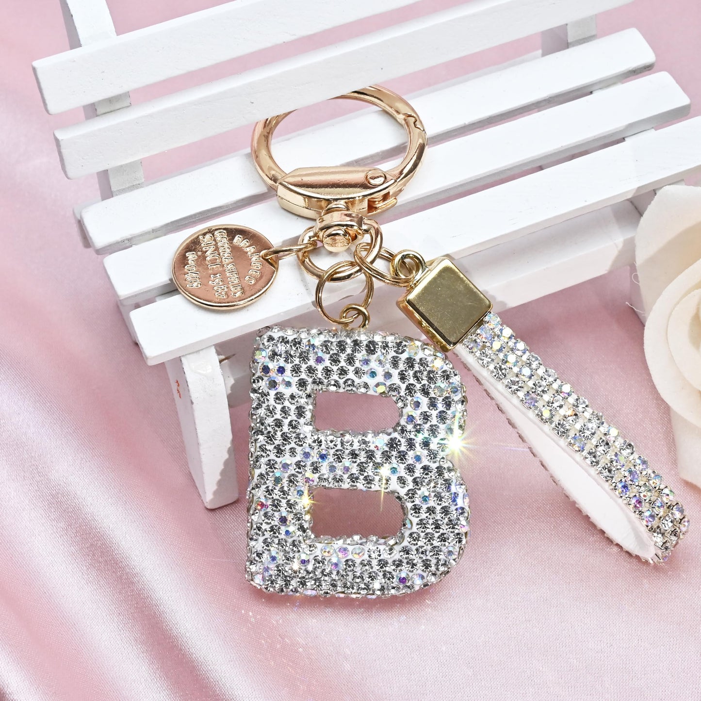 Sparkling Initial Keychain Charm
