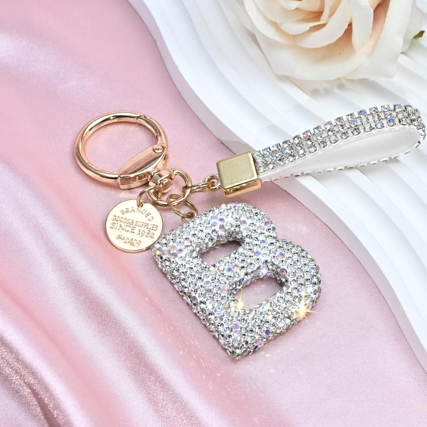 Sparkling Initial Keychain Charm