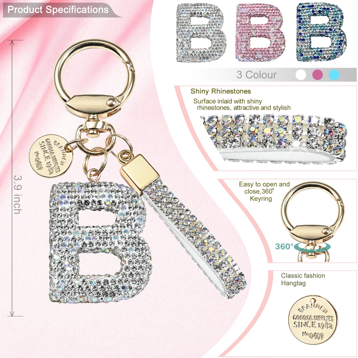 Sparkling Initial Keychain Charm
