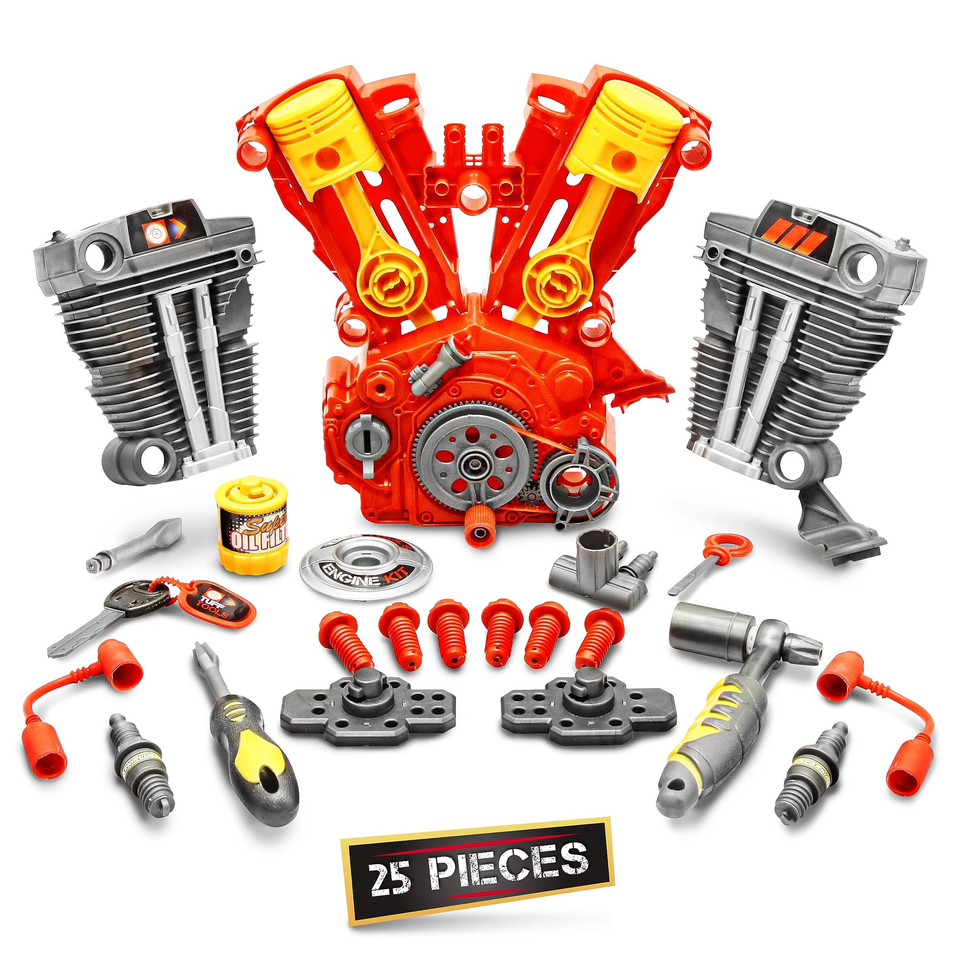 Lanard Tuff Tools: Engine Overhaul - 25 pc Playset - CarsBling - Best Car Gifts & Accessories