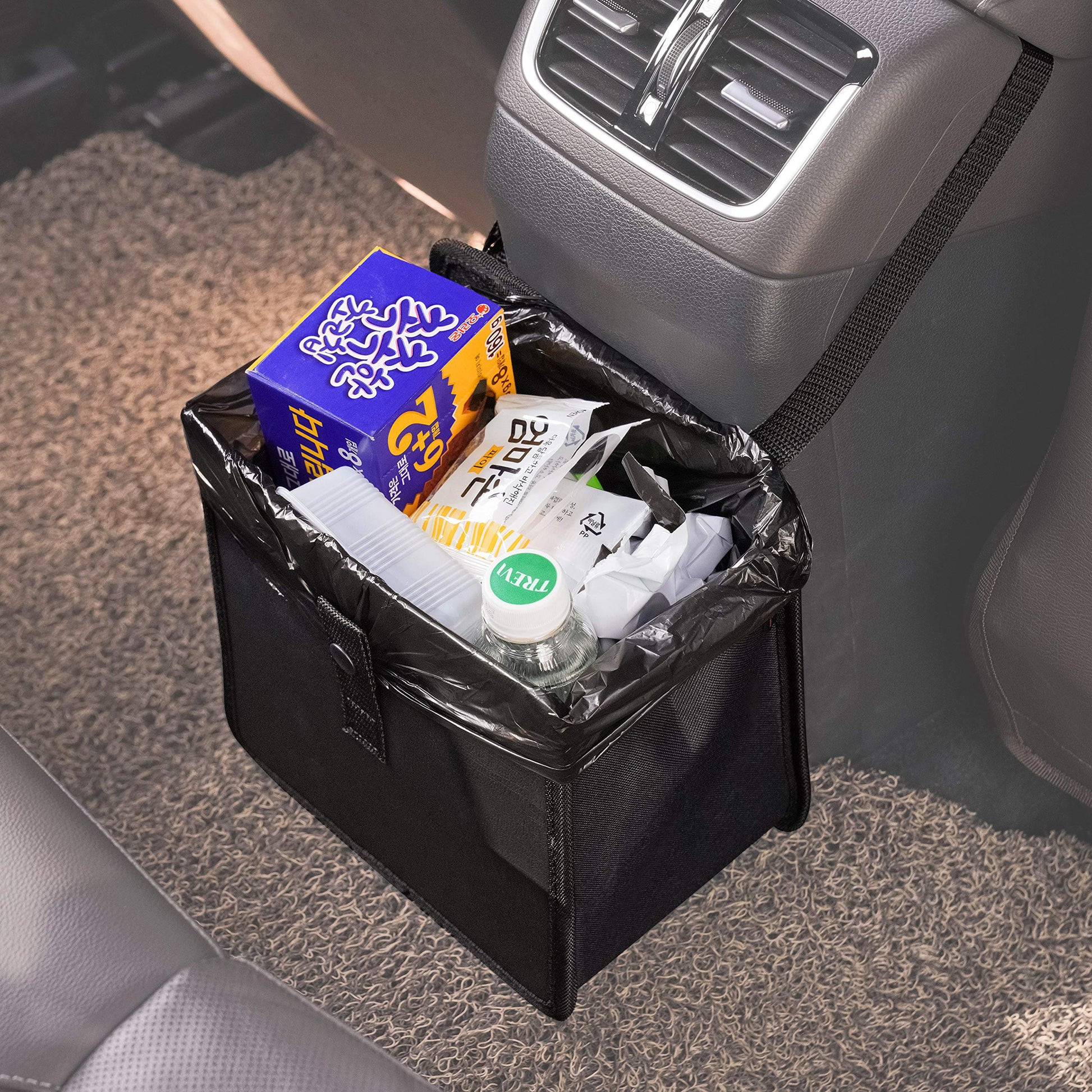 Car Trash Can, Leather Trash Bag Foldable Hanging bin - CarsBling - Best Car Gifts & Accessories