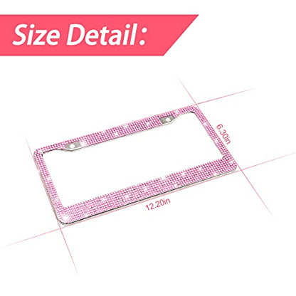 Bling Car License Plate Frame, Handcrafted Crystal Stainless Steel