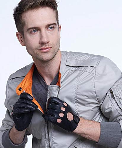 Men's Leather Driving Gloves - Black (Size M)