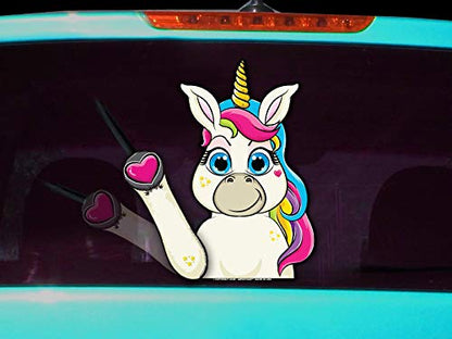 Waving Unicorn WiperTags with Decal for Rear Wipers