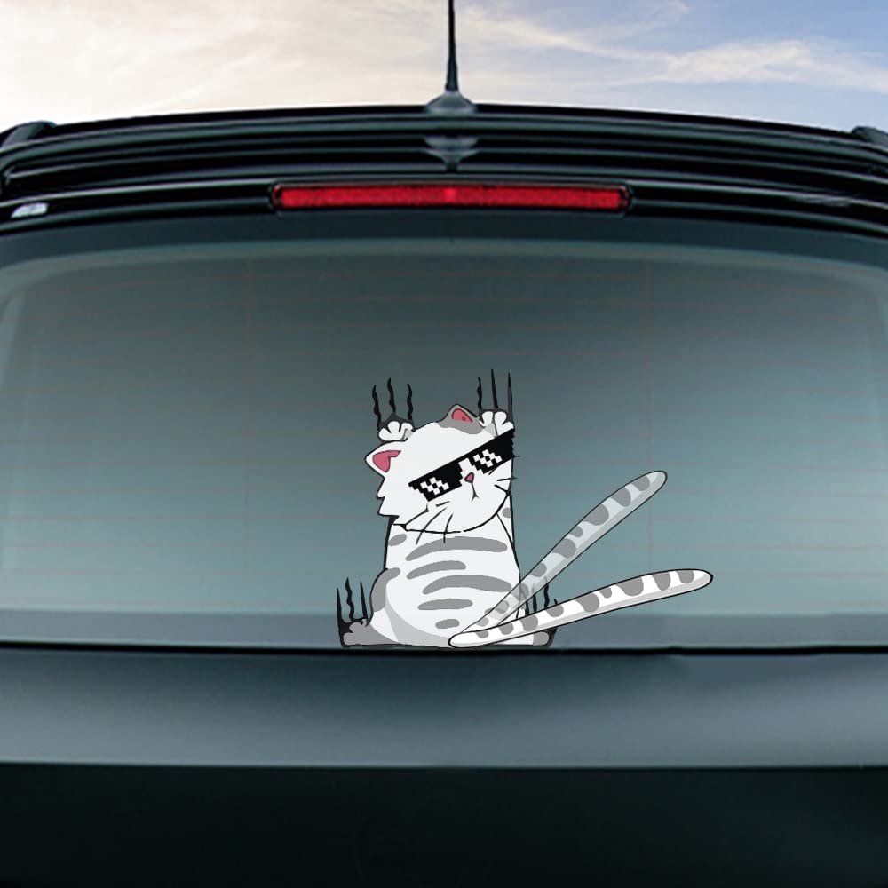 Cute Cat Rear Wiper Sticker Double-Sided Printed Cat Car Sticker