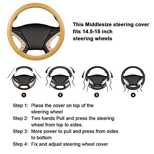 Brown Genuine Leather Steering Wheel Cover - CarsBling - Best Car Gifts & Accessories