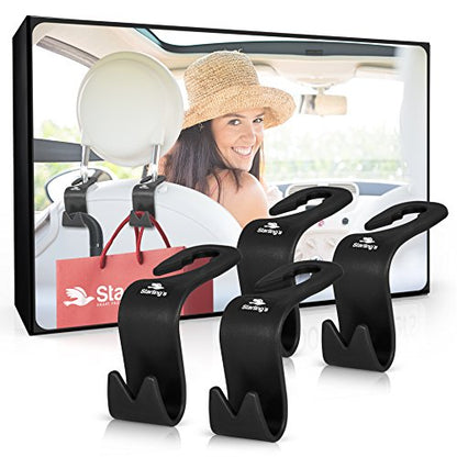 Headrest Hooks for Car - Back Seat Organizer Hanger Storage Hook (Set of 4)