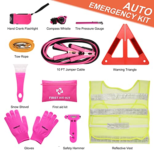 Pink Emergency Roadside Assistance Kit: A Thoughtful Gift for Teen Girls and Ladies