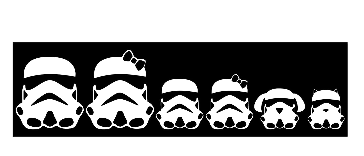 Stick Figure Cat Dog SW Inspired Stormtroopers Vinyl Stickers - Funny Decals