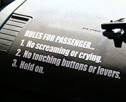 Rules for Car Passenger Vinyl Decal Sticker