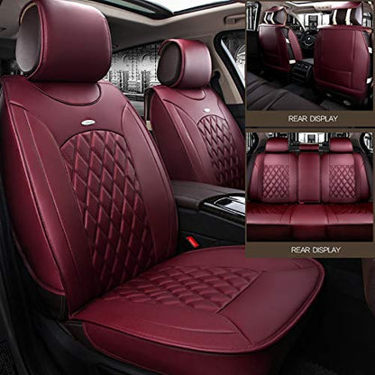 Red Wine Waterproof Leather Car Seat Covers - CarsBling - Best Car Gifts & Accessories