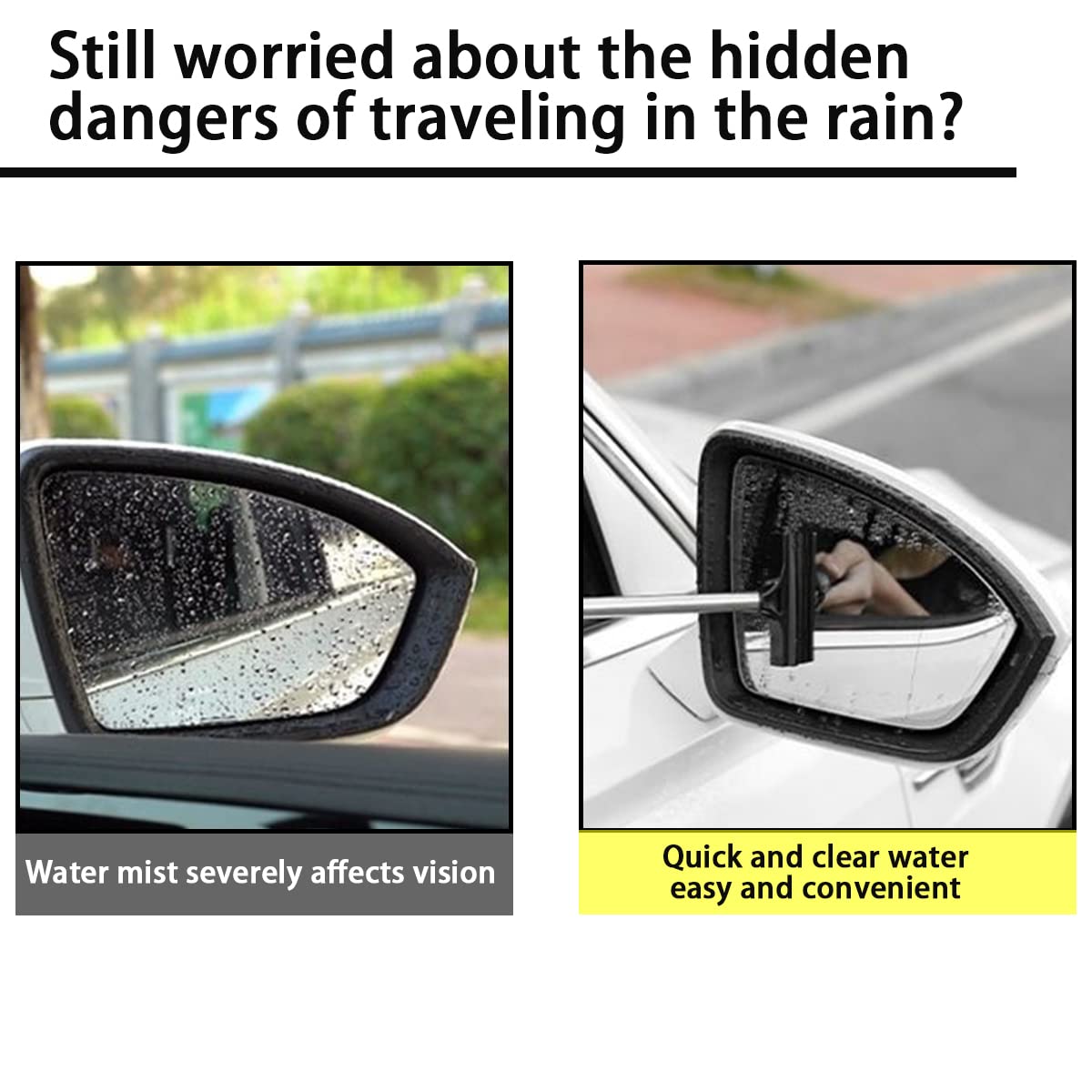 Car Rearview Mirror Wiper, Retractable Auto Glass Squeegee