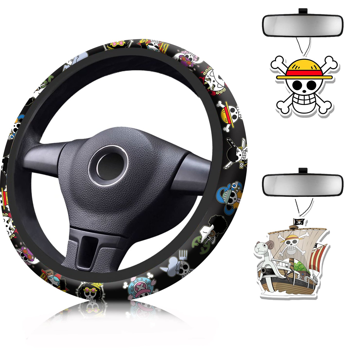 Anime Steering Wheel Cover with Car Air Freshener