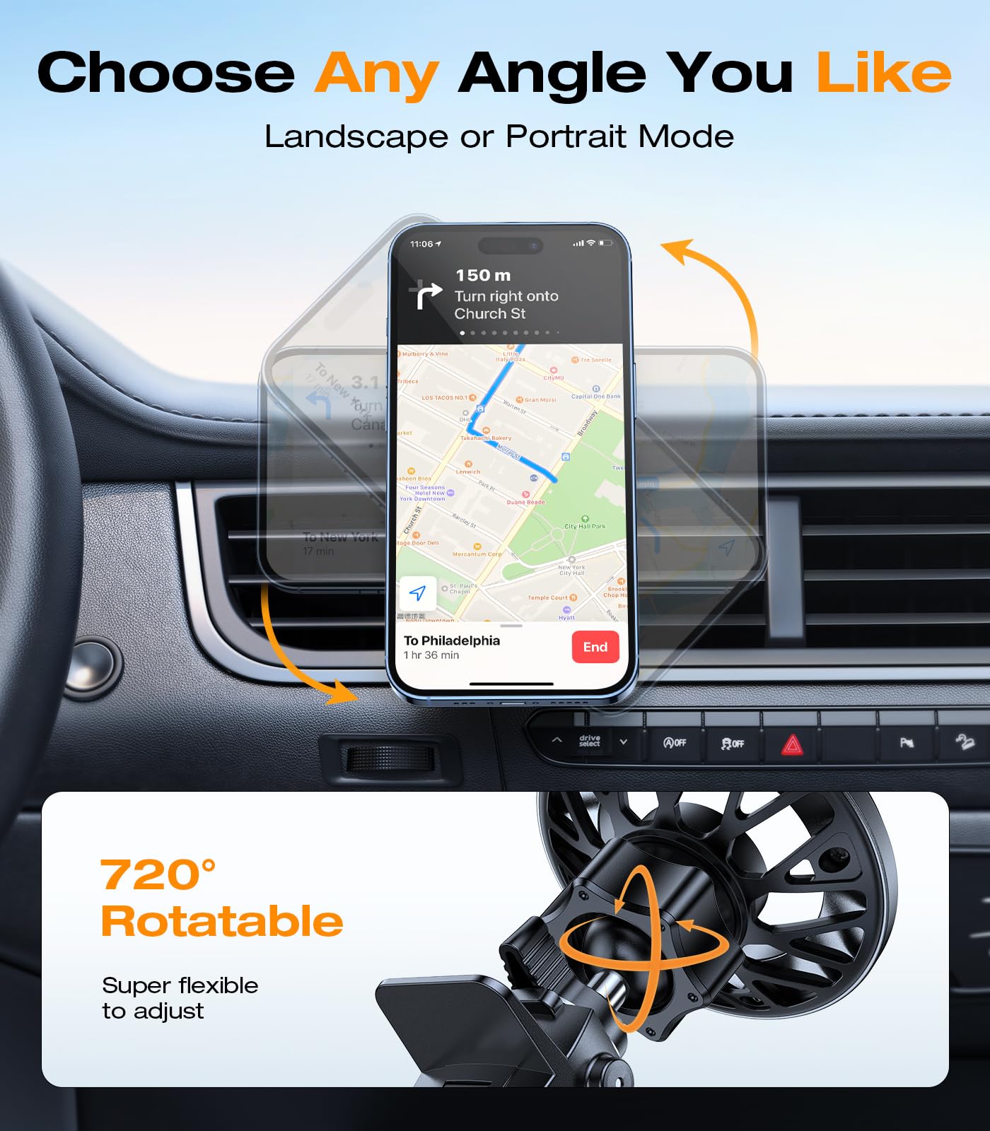VICSEED MagSafe Car Mount: Strong Magnetic Holder for Hands-Free Phone Use