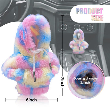 Colorful Plush Car Shift Knob Hoodie