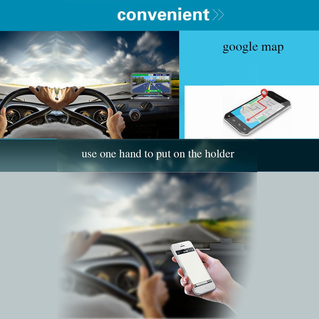 6-inch Cell Phone Holder - GPS Navigation Image Reflector