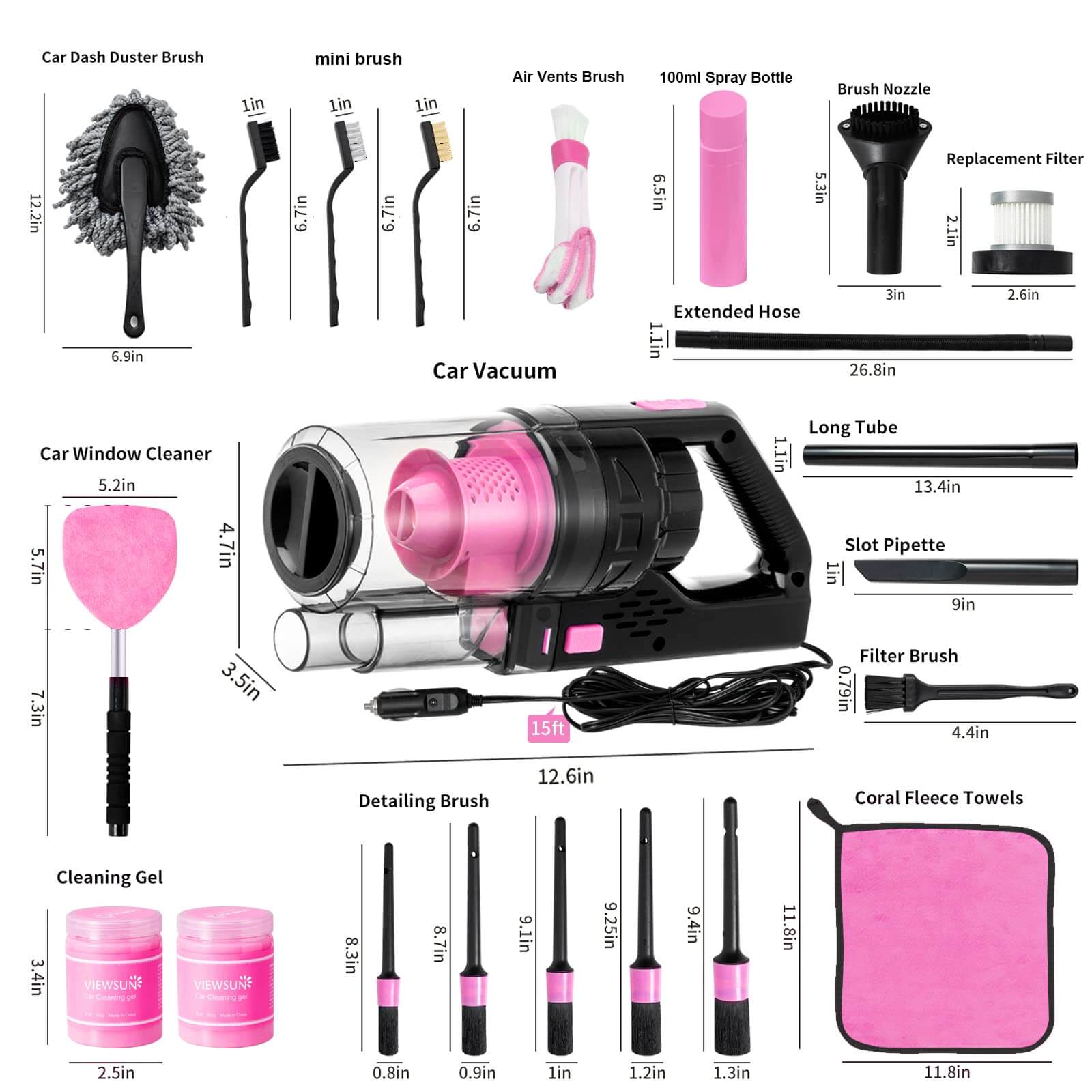 Pink Car Interior Cleaning Kit - CarsBling - Best Car Gifts & Accessories