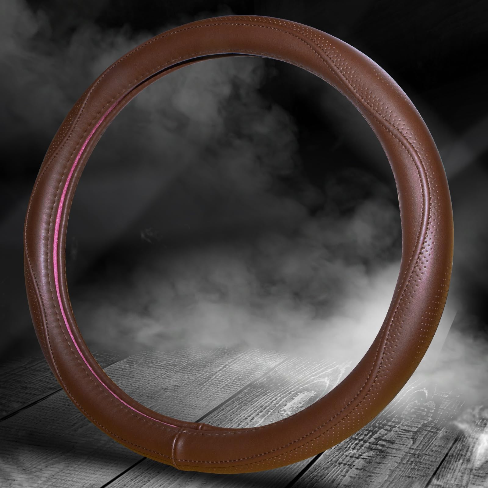 Brown Genuine Leather Steering Wheel Cover - CarsBling - Best Car Gifts & Accessories