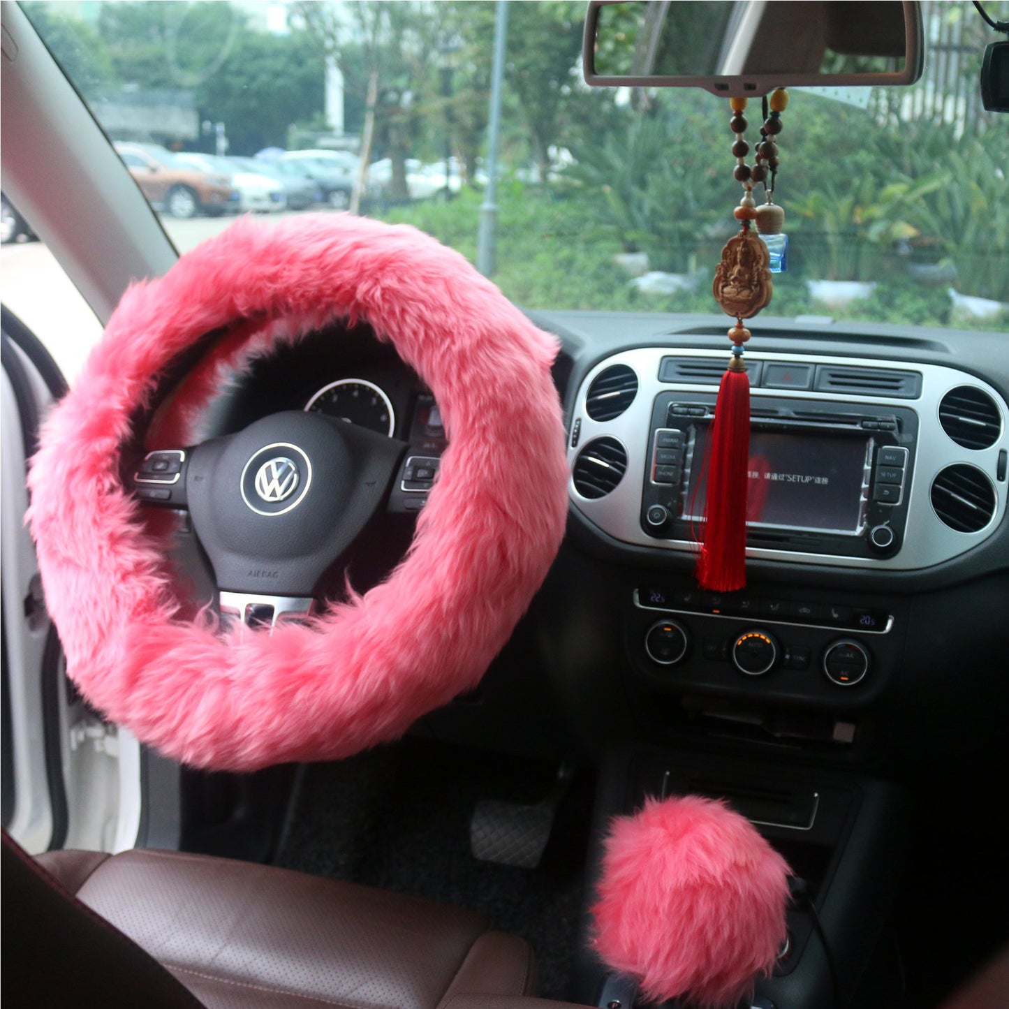 Winter Warm Faux Wool Steering Wheel Cover Set