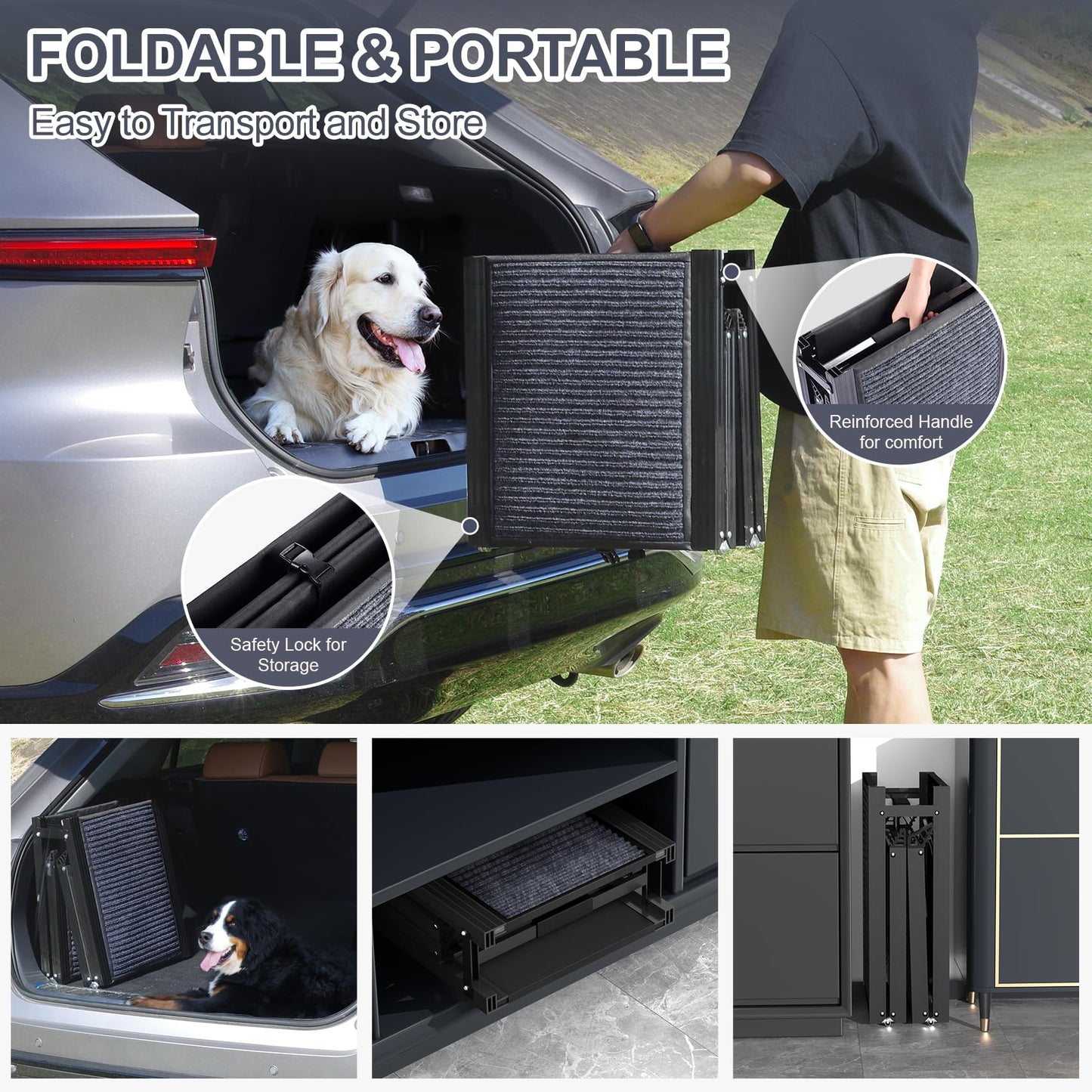 Folding Portable Dog Ramp for Car, 63" Long & 17" Wide
