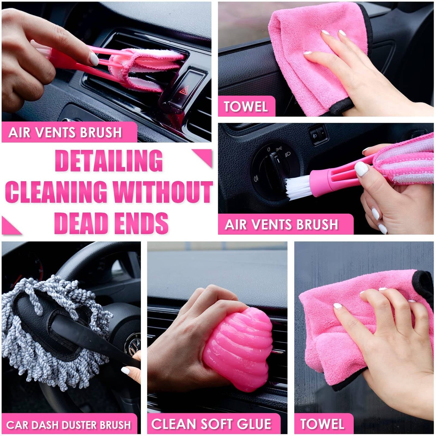 Pink Car Interior Cleaning Kit - CarsBling - Best Car Gifts & Accessories