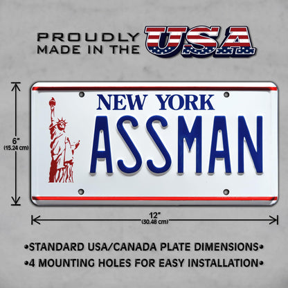 Cosmo Kramer "Assman" Metal Stamped License Plate