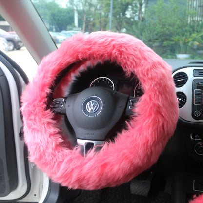 Winter Warm Faux Wool Steering Wheel Cover Set
