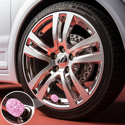 Bling Crystal Diamond Tire Stem Valve Caps, Dustproof Car Wheel Tire Valve Caps