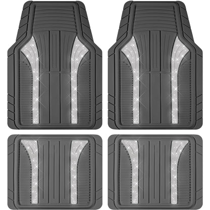 Sparkly Glitter Gray Car Mats Set - CarsBling - Best Car Gifts & Accessories