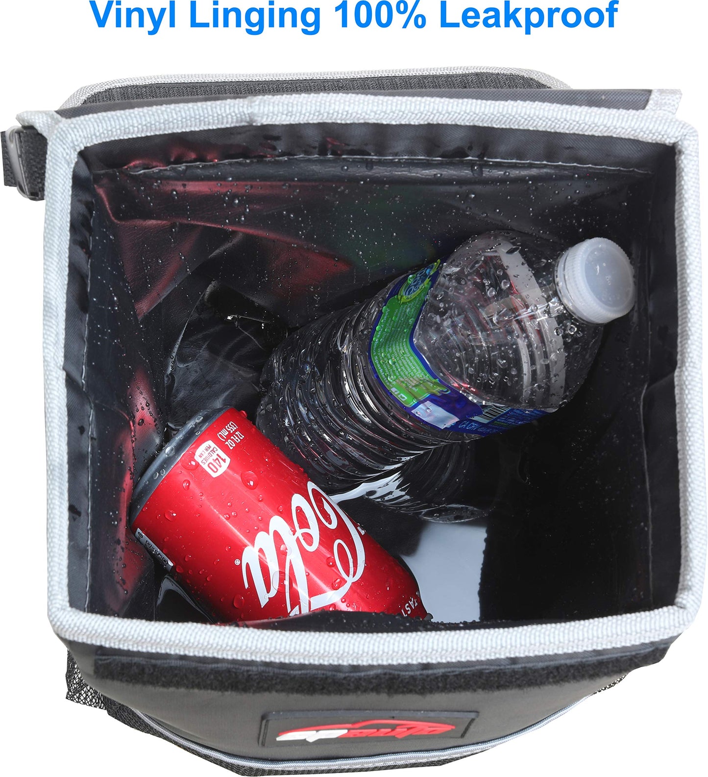 Waterproof Car Trash Can with Lid and Storage Pockets