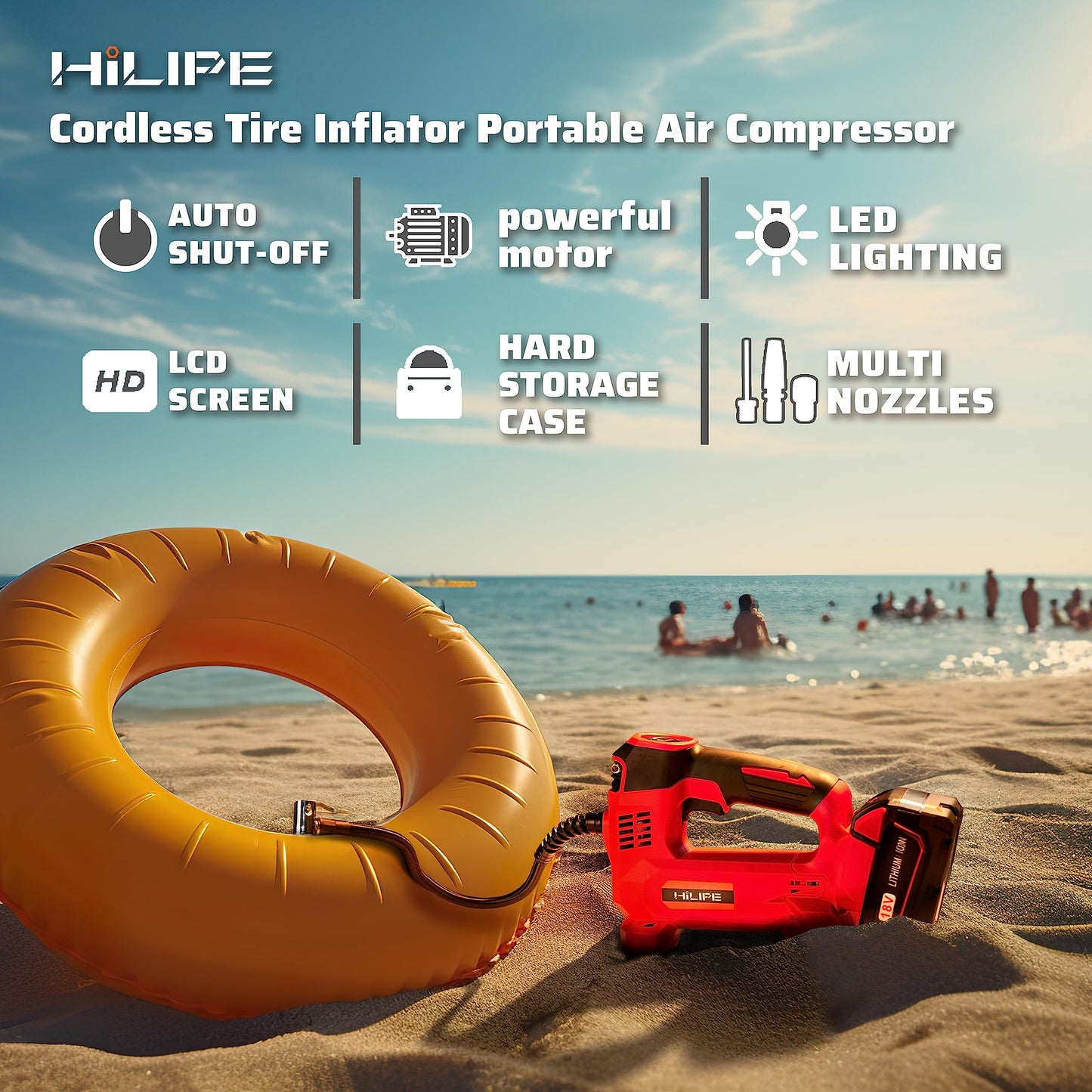 Cordless Tire Inflator Portable Air Compressor